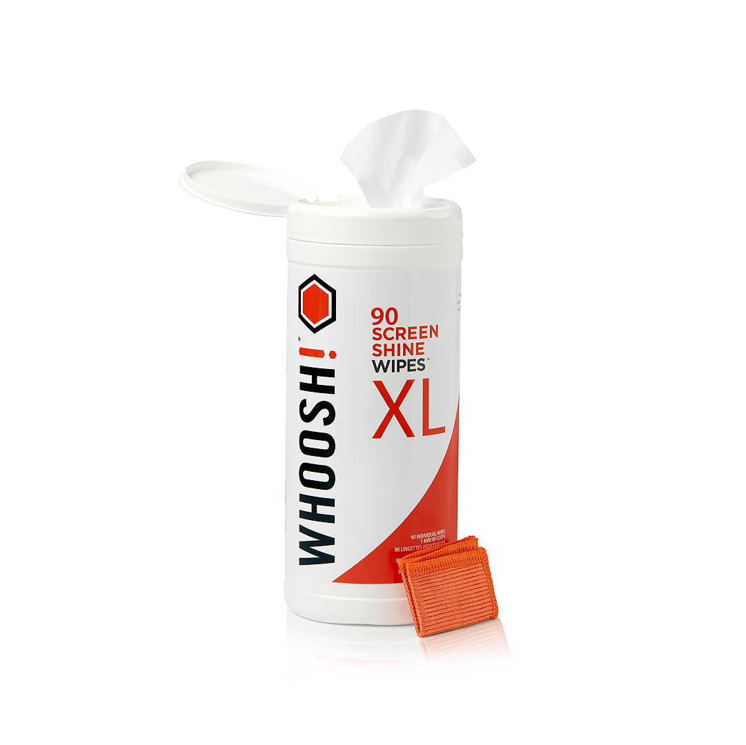 WHOOSH! Screen Shine Cleaning Wipes (90 Pack) with Micro‑Suede Cloth