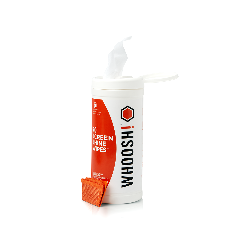 WHOOSH! Screen Shine Cleaning Wipes – 70 Pack with Micro‑Suede Cloth